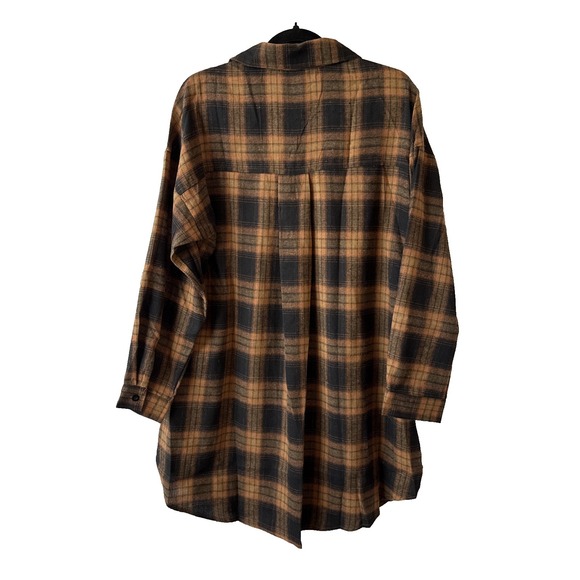 Blooming Jelly NWT Flannel Plaid Button Down Pocket Tunic Shirt Dress M Boho - Picture 2 of 10